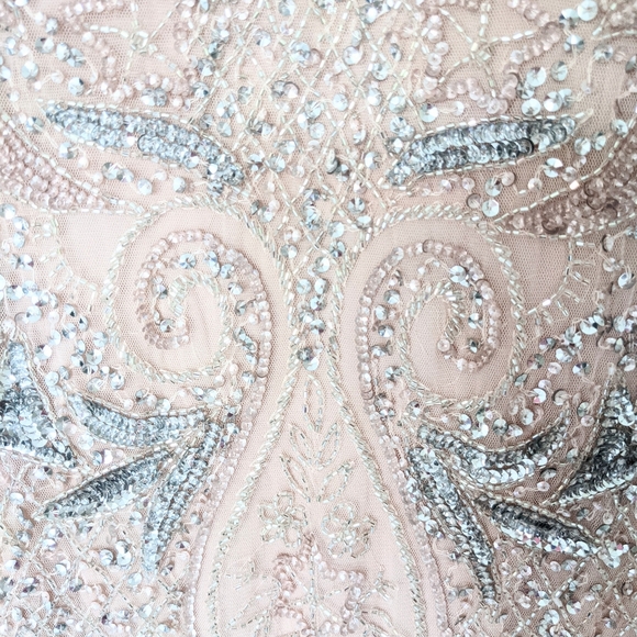 NEW AIDAN MATTOX Petal Blush Deco Beaded Sequin Formal Evening Maxi Gown Dress - Picture 8 of 12